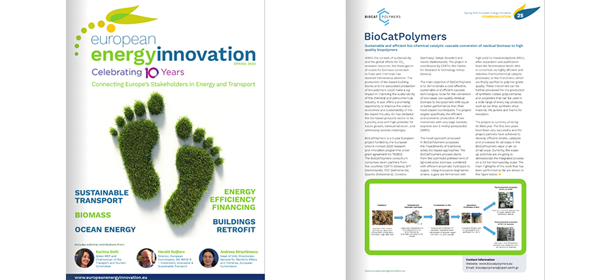 BioCatPolymers Project Article in the 2020 Spring Edition of the European Energy Innovation Magazine